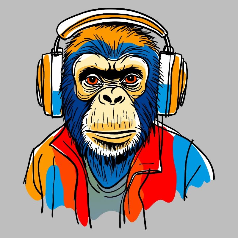 Singe avec casque