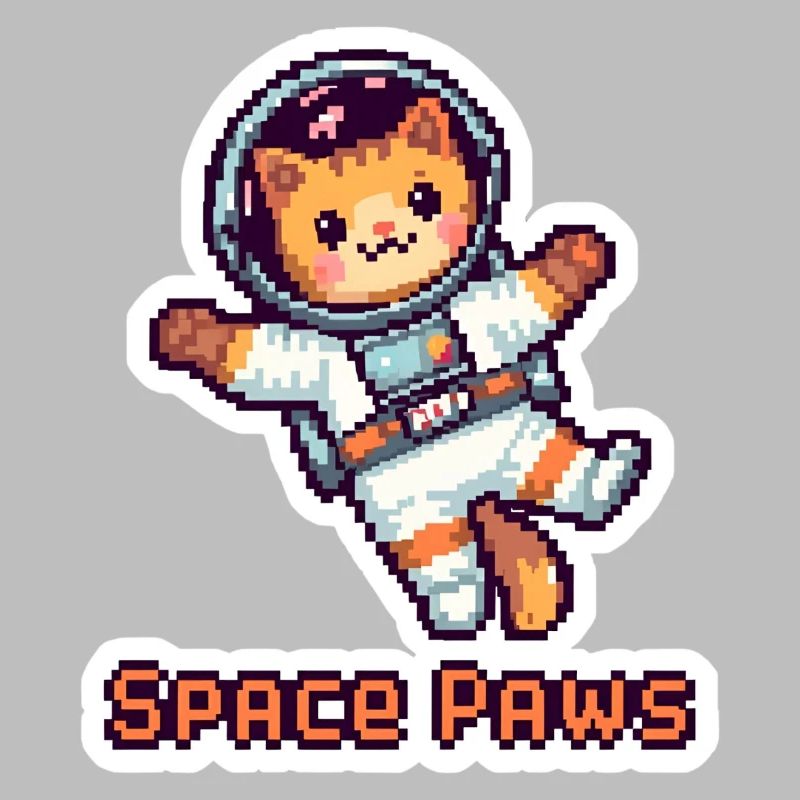 Space Paws – Pixel Cat Astronaut Sticker