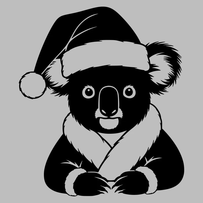 Christmas Koala Comic – Black & White