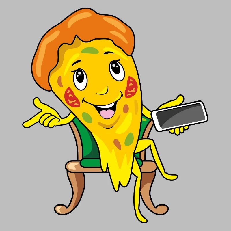 Une part de pizza de dessin animé prend commande