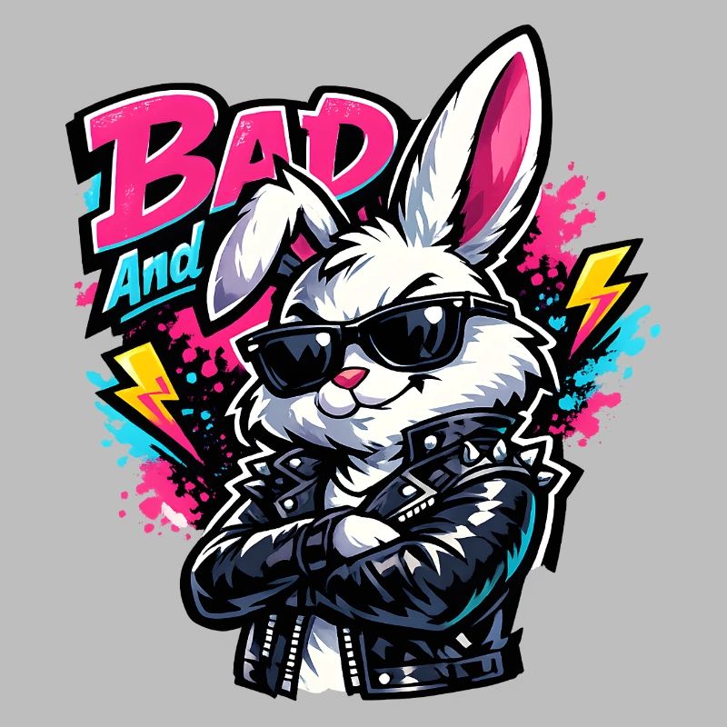 Bad Bunny Cute Easter Bunny with Colorful Egg