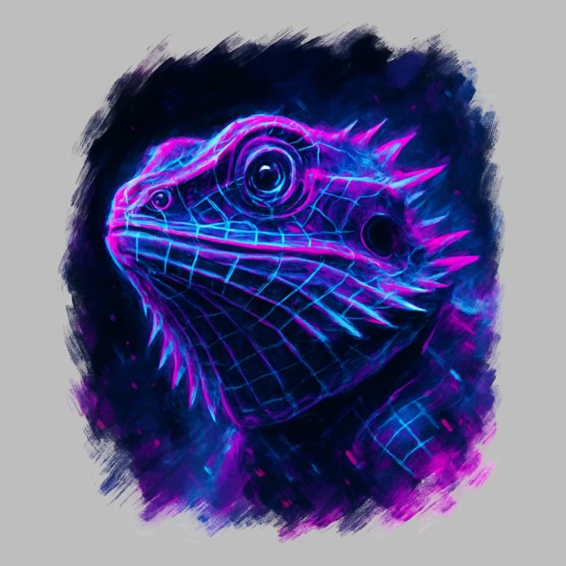 Bearded Dragon Cyberpunk Neon Synthwave