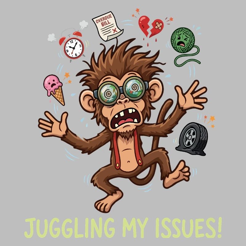 Juggling My Issues Funny Stressed Monkey Design