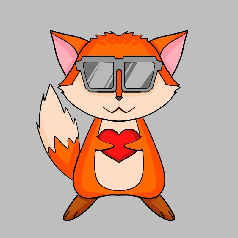 Fuchs mit Sonnenbrille und Herz