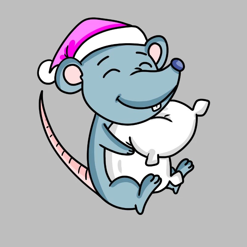 Mouse with pillow and sleeping cap