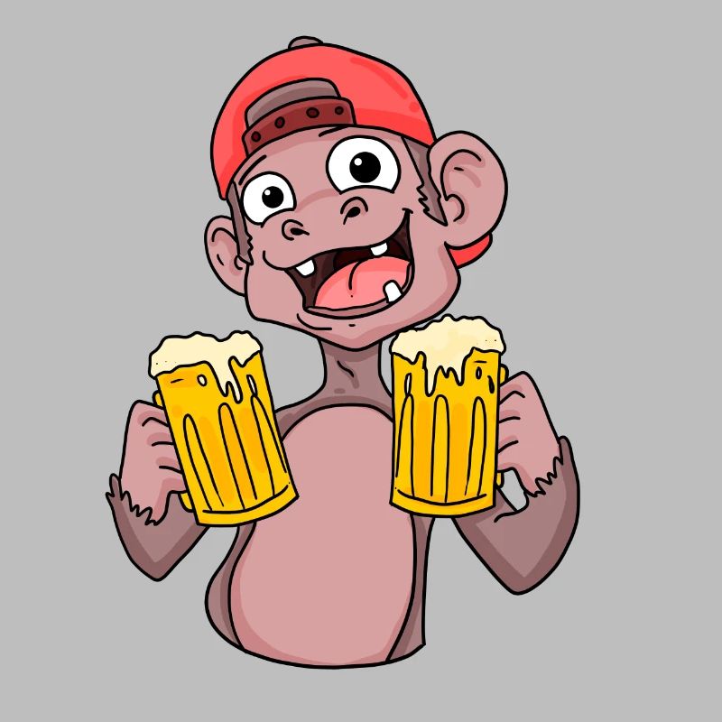 Affe mit Biergläser