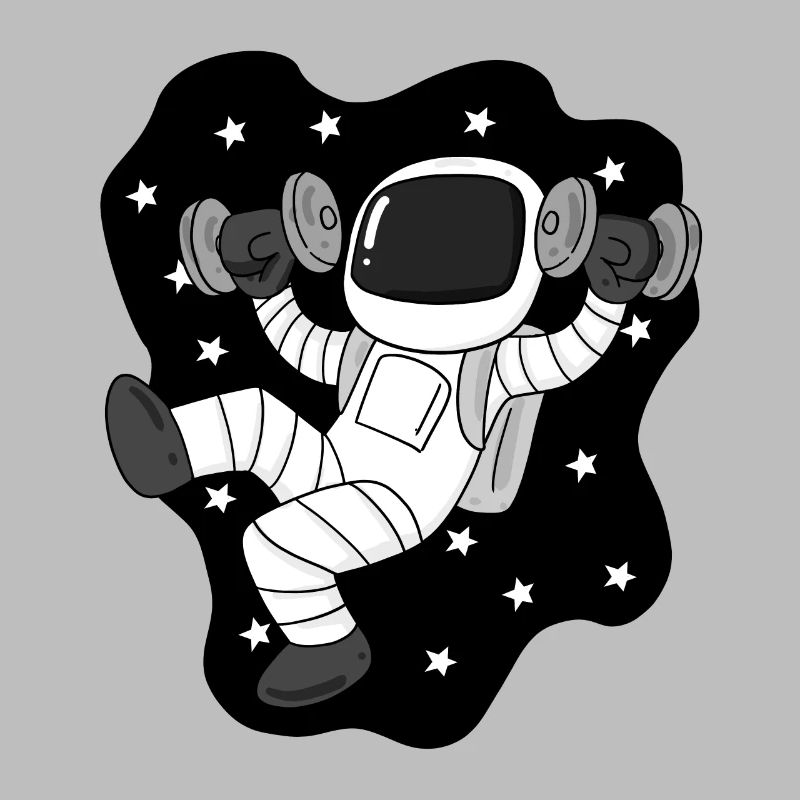 Astronaute avec des haltères dans l’espace