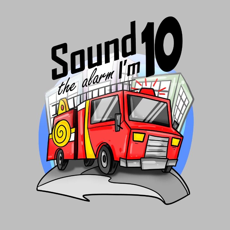 10 years old Young fire brigade fire engine car