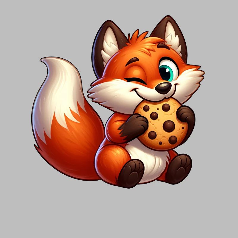 Cute red fox with biscuit