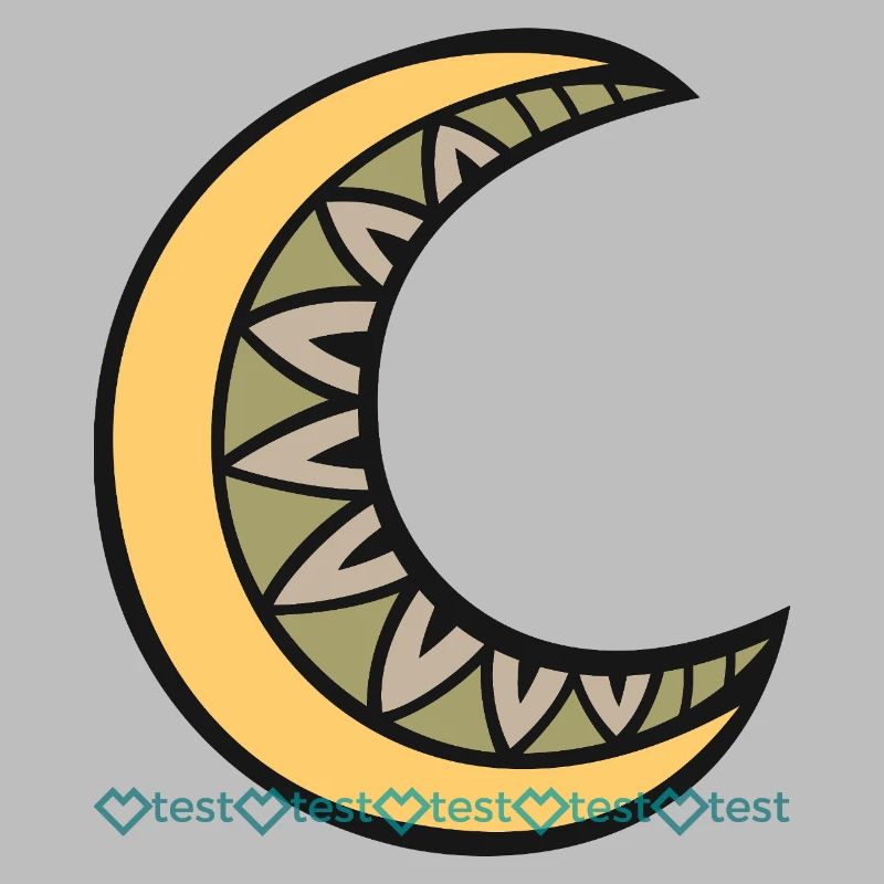 Moon pattern with geometric leaf décor motif