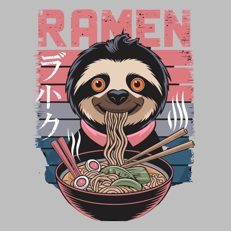 Conception de Ramen mangeant des paresseux mignons