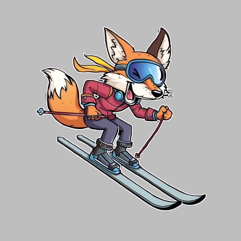 Adventure fox while skiing