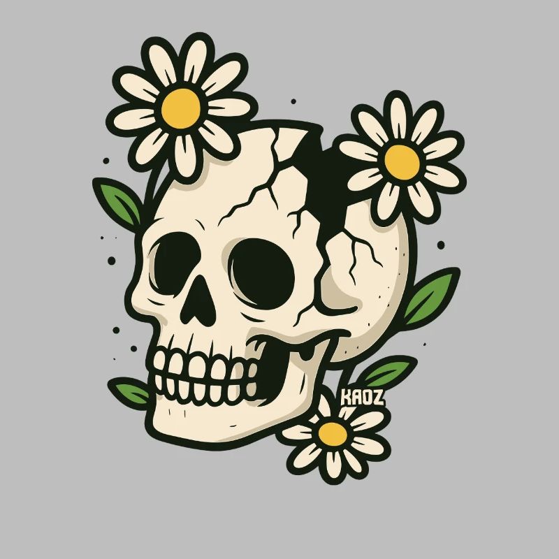 Skull with Flower Wreath