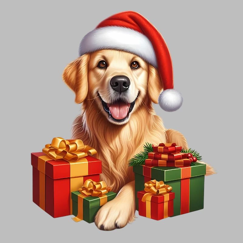 Weihnachtshund mit Geschenken