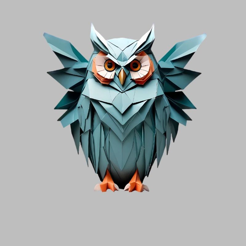 Blau Low-Poly Eule Design