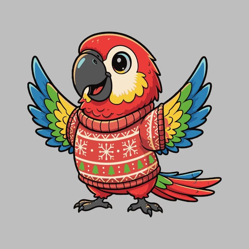 Perroquet de Noël coloré en pull