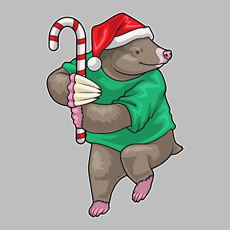 Mole Christmas candy cane