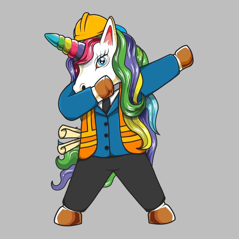 Dabbing Unicorn Engineer Construction Worker