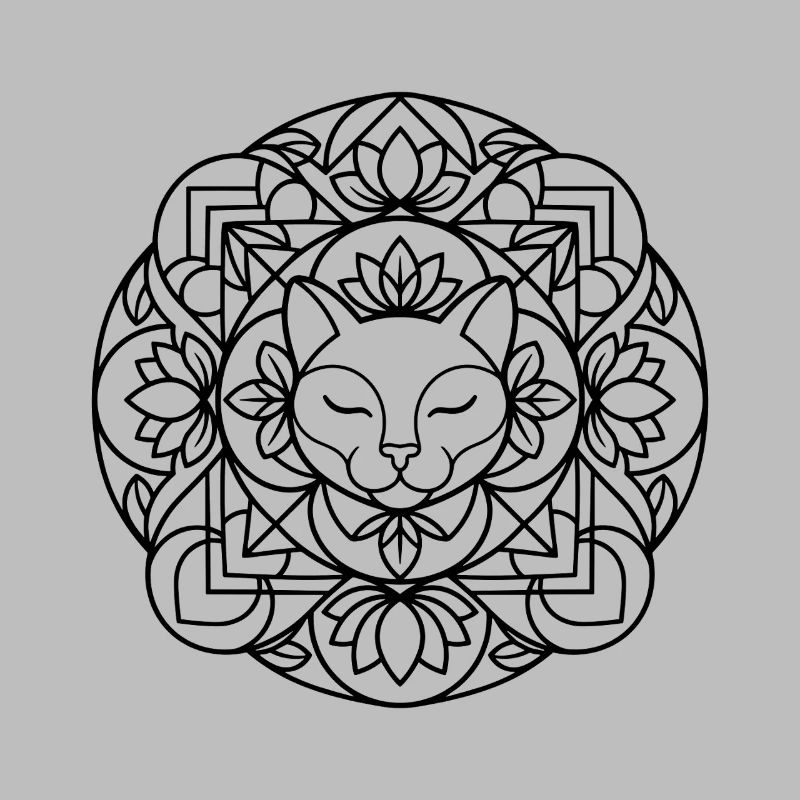 Cat Mandala with Harmonious Ornamentation