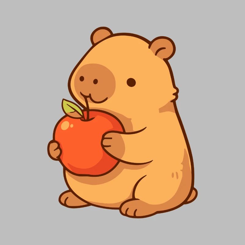 Capybara illustration with apple