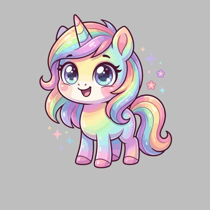 Pastel Rain Unicorn Chibi