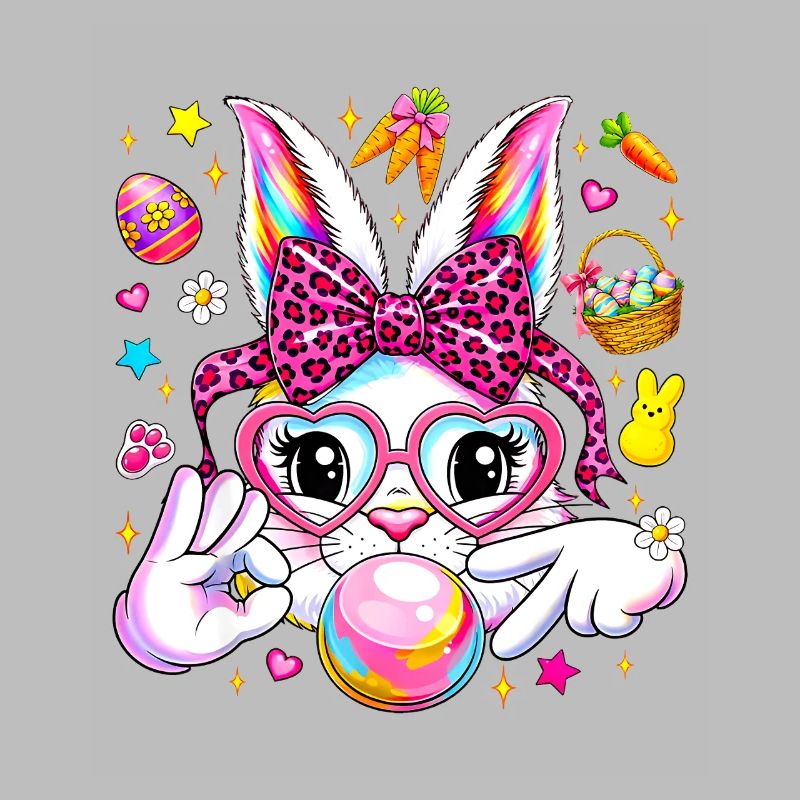 Cute bunny rabbit face leopard coquette bow six 