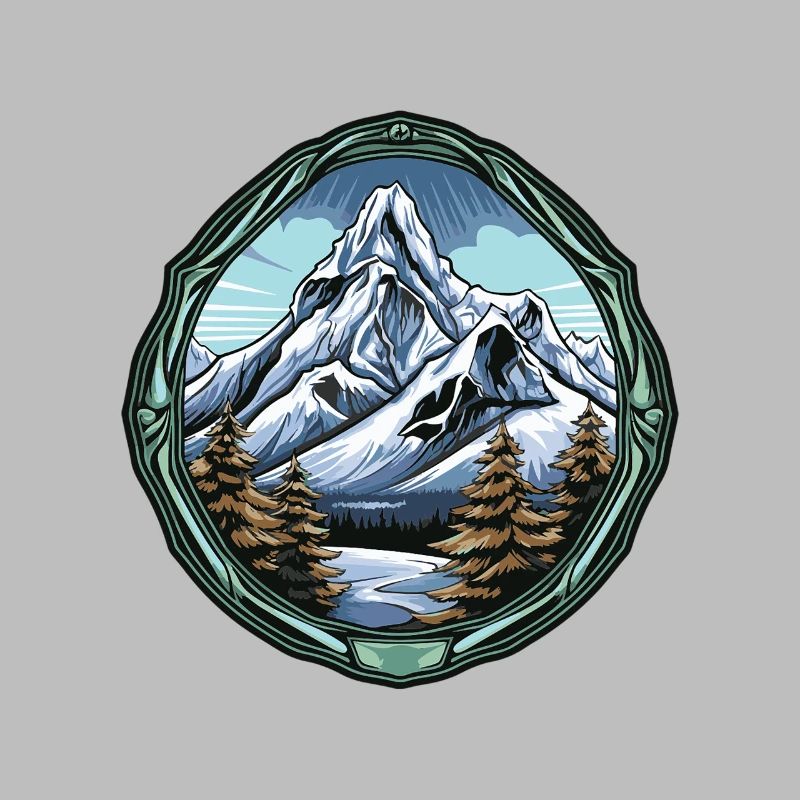 Mountain peaks in a forest frame