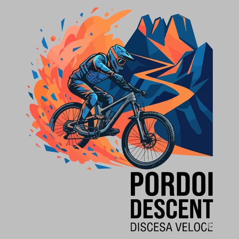 Pordoi Descent MTB Fast Action Modern Vector Art