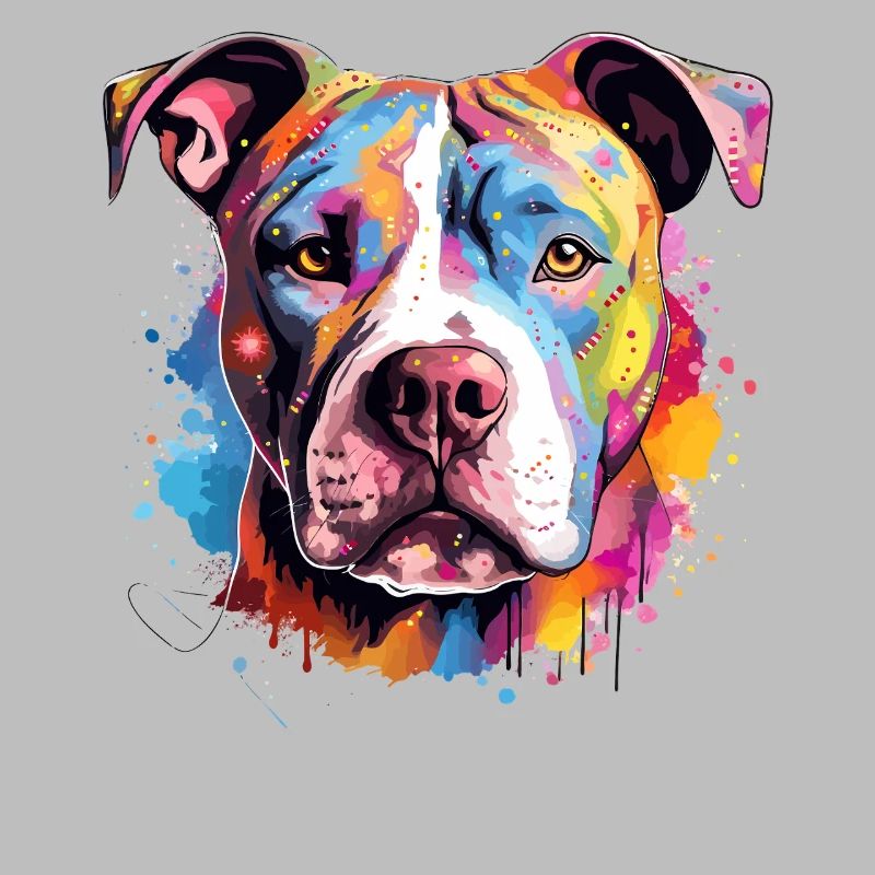 Pitbull coloré avec des éclaboussures de chien