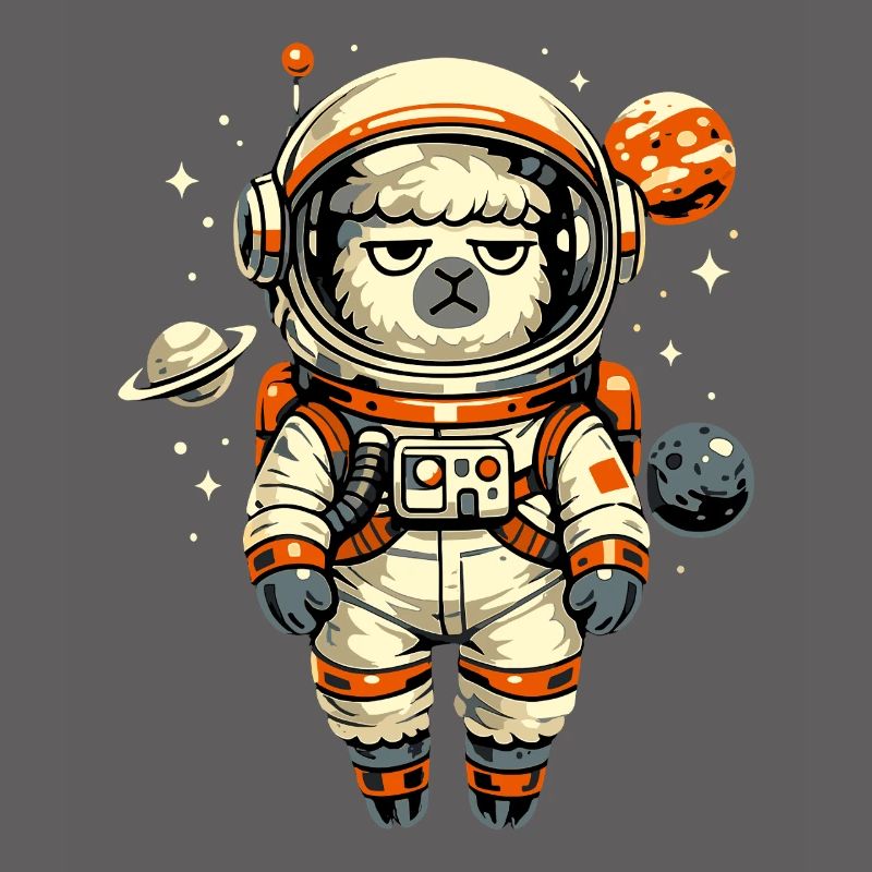Grumpy Alpaca Astronaut in Space