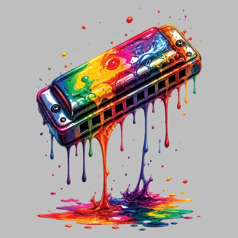 Harmonica with dripping paint