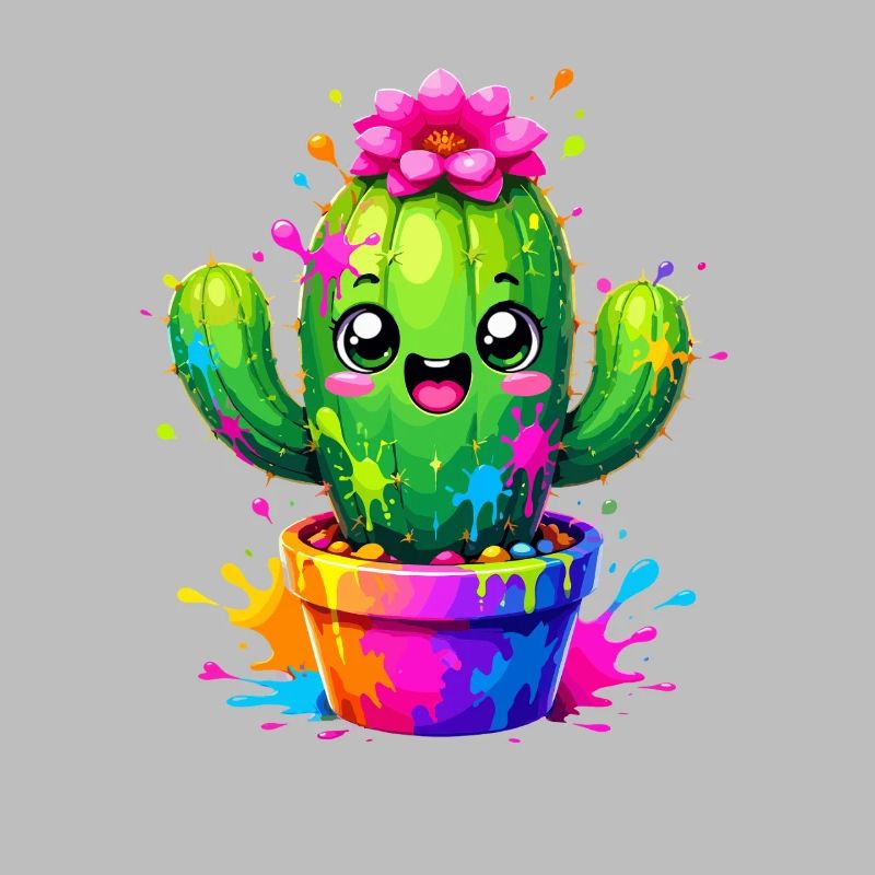 Cactus Joyeuses Fleurs Éclaboussurées