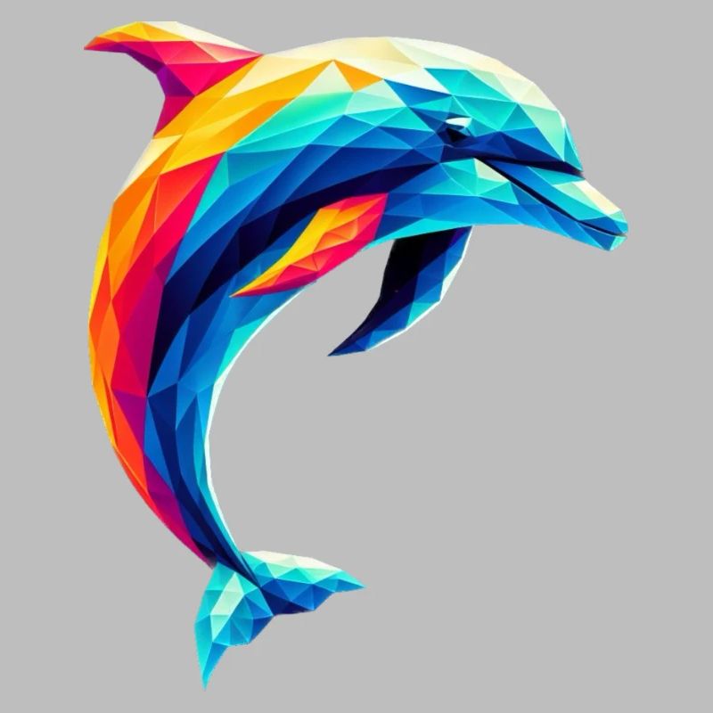 Ein bunter Delfin im Polygon-Stil
