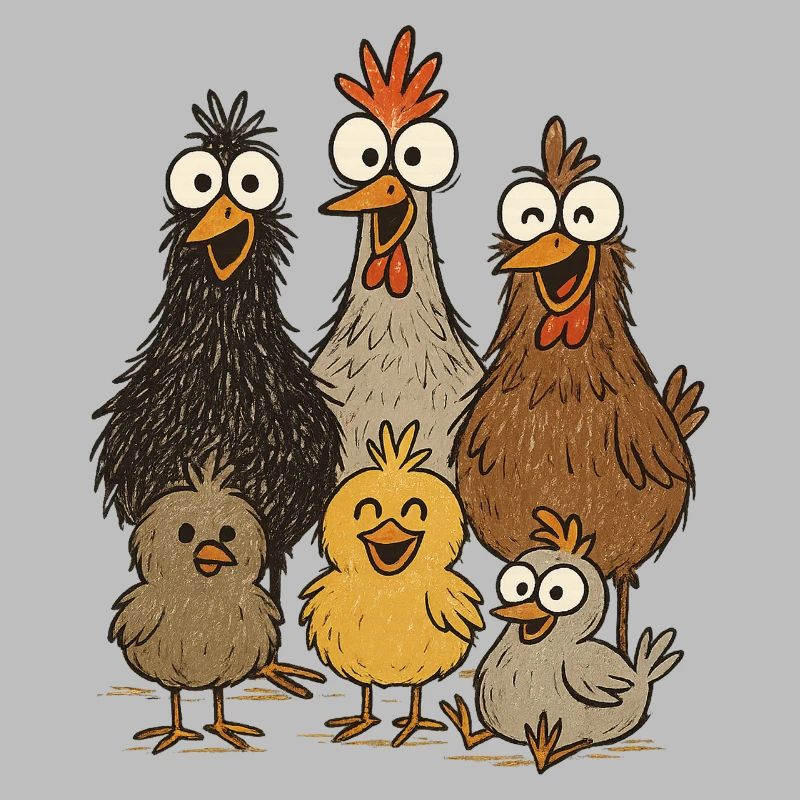 Laughing chickens and chicks