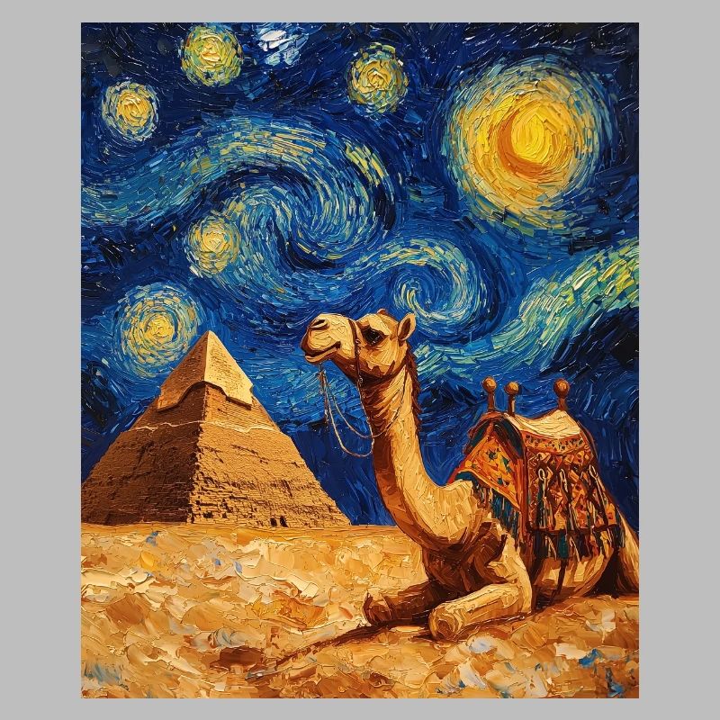 Kamel Van Gogh Style Starry 