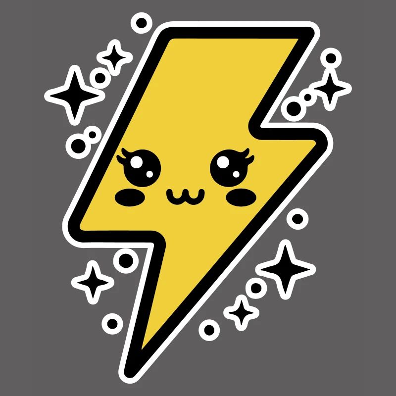 Adorable lightning bolt with kawaii face