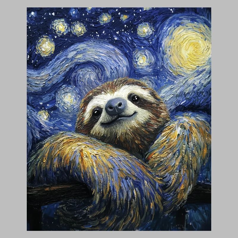 Faultier Van Gogh Style Starry Night