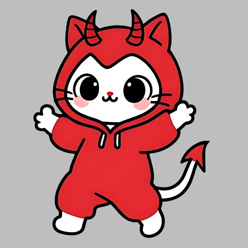 Cat Devil Kapuzenpullover Rot