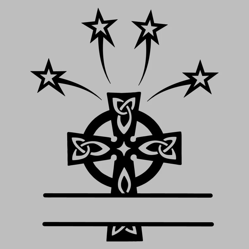 Celtic cross monogram with four stars