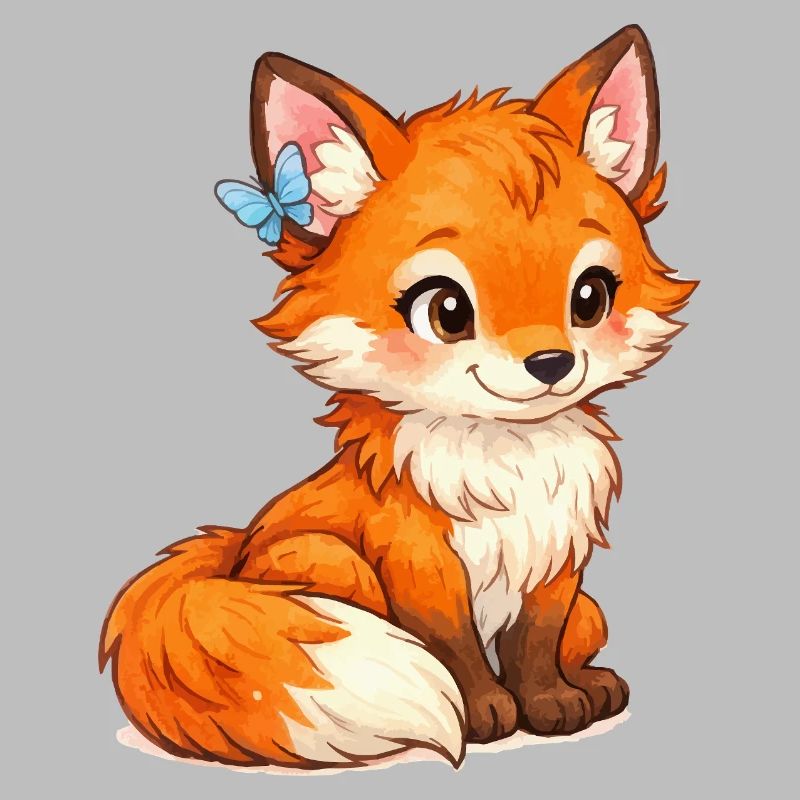 Swift fox with butterfly