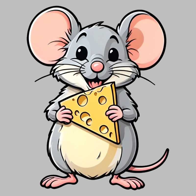 Souris de dessin animé effrontée avec du fromage