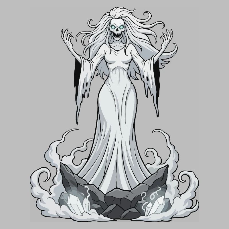 Banshee on crystal rocks