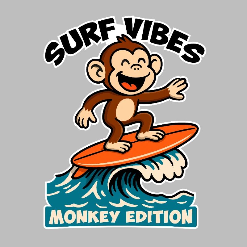 Surf Vibes, monkey edition. Happy surfing monkey