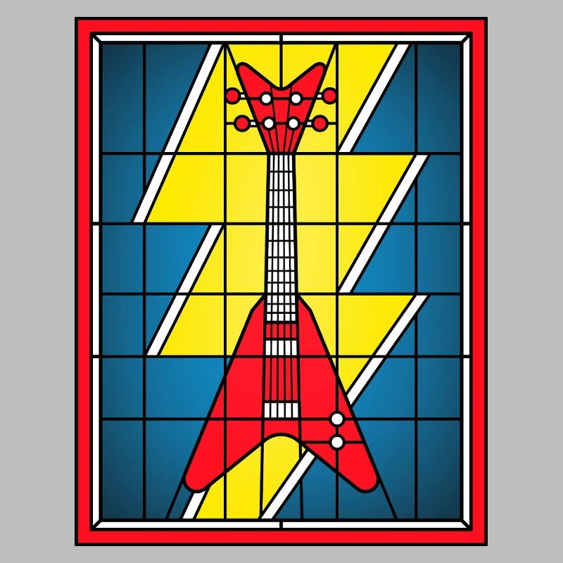 Stained Glass Guitar with Lightning Bolt