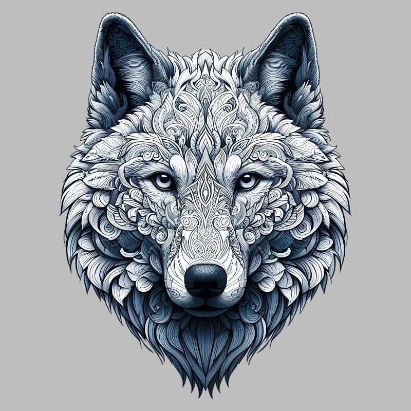 Wolf decorated with Mandalas