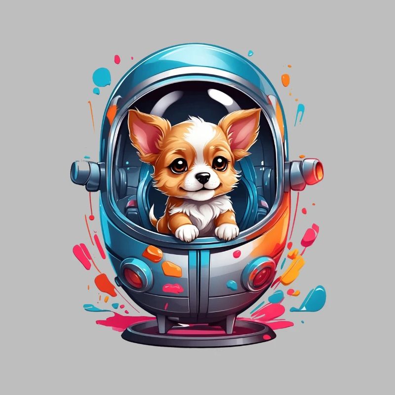Chiot de l’espace en combinaison spatiale