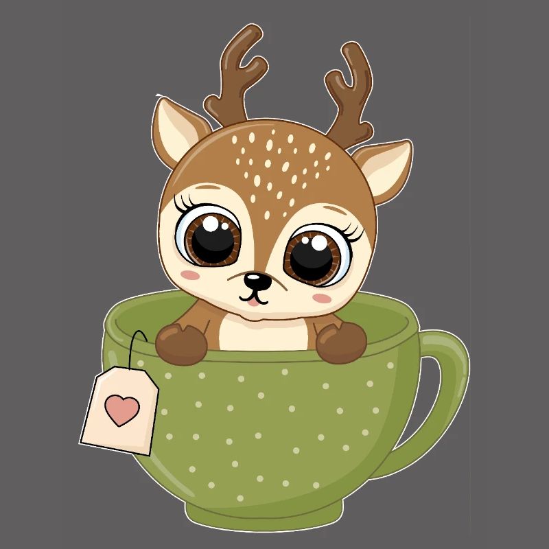 Fawn in Tea Mug Funny Forest Tea Drinker