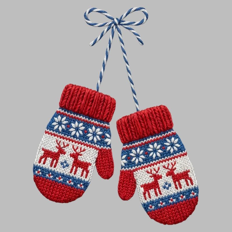 Moufles de Noël brodée (imprimé)