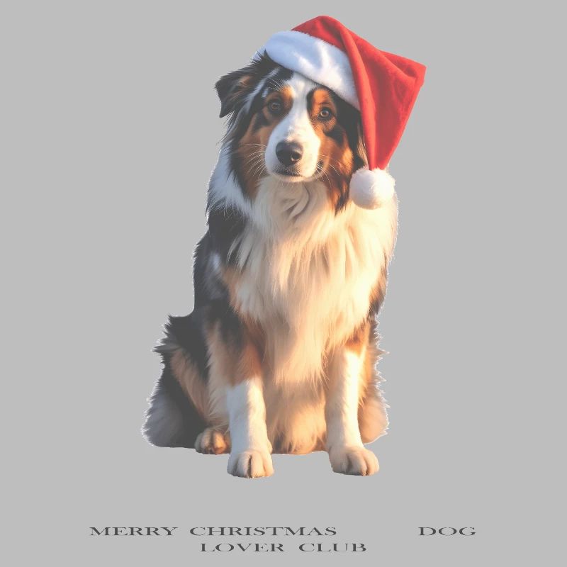 Boder Collie Weihnachts-Hund im Santa-Hut