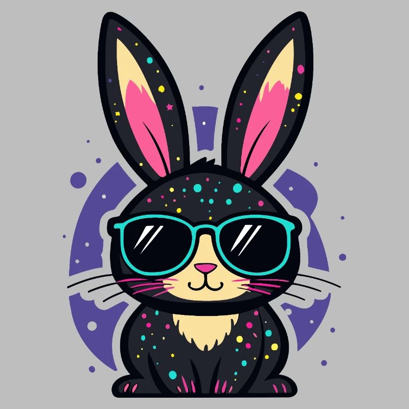 Chic neon bunny with glasses